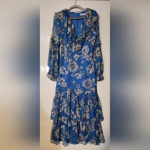 044 AMANDA UPRICHARD Floral Blue Maxi Dress